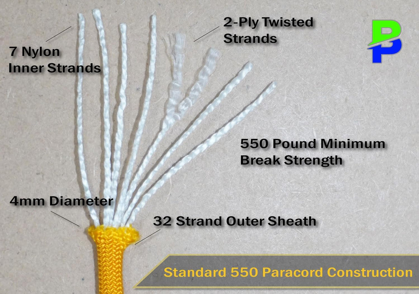 550 lb Paracord - Durable Tactical Parachute Cord for Crafting, DIY Projects & Camping | Racing Stripes, 50 Feet