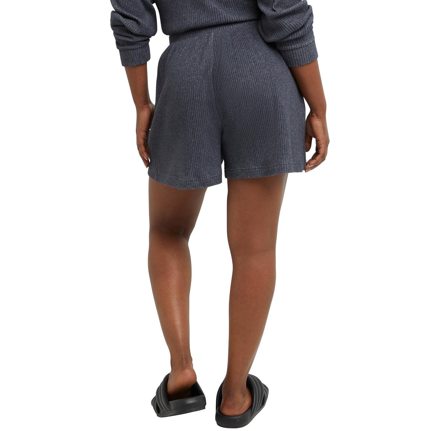 Hanes Comfortblend Originals, Ottoman Women, Soft Mid-Rise Shorts, 4", Charcoal Heather