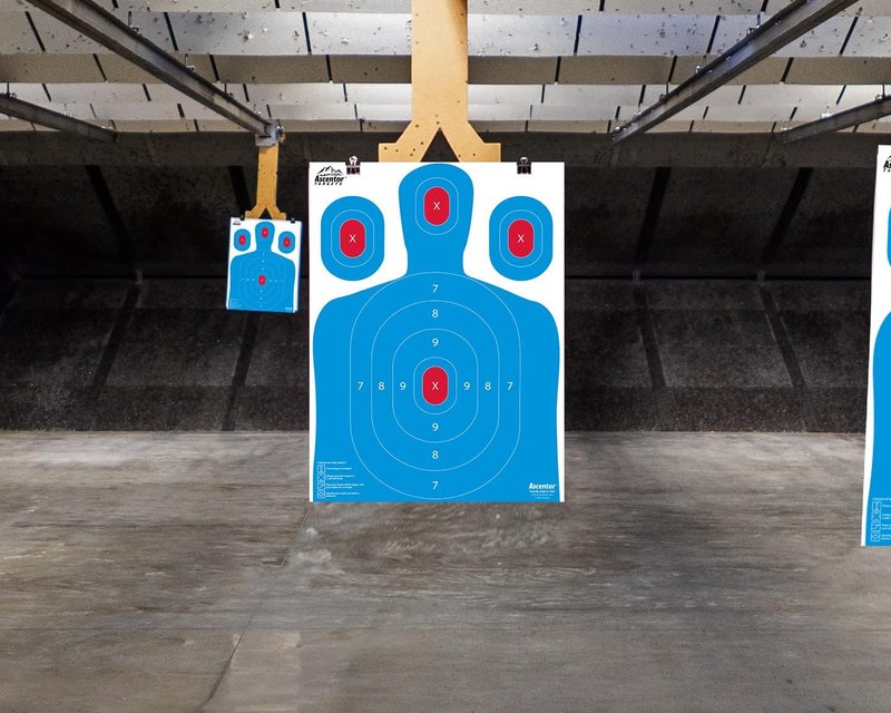 Ascentor Silhouette Shooting Target - Large 18x24 Inch - Multiple Aiming Zones | Blue