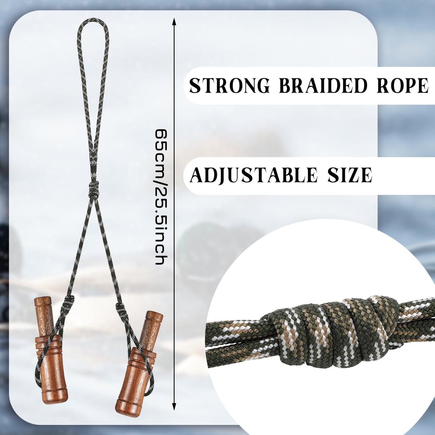 Leyndo 2 Pcs Duck Call Lanyard No Whistle Adjustable Duck Lanyard Hunting Accessories Paracord Christmas Winter DIY Waterfowl Goose Calls Hunting Gear Gifts for Hunter Father Men(Dual Head Design)
