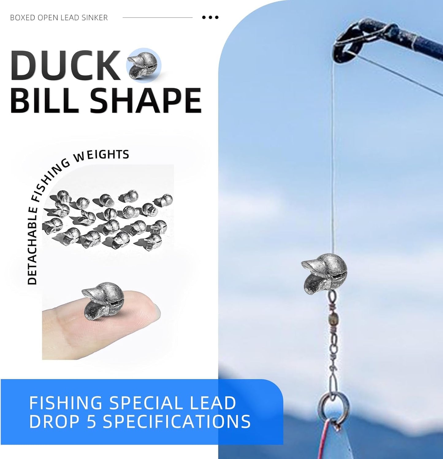 Fishing Weights Sinkers Kit - 230pcs Split Shot Round Weights | 5 Sizes for Freshwater & Saltwater