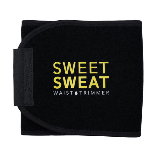 Sports Research Sweet Sweat Waist Trimmer for Women and Men - Sweat Band Waist Trainer Belt for High Intensity Training and Gym Workouts, 5 Adjustable Sizes, Small - Black/Yellow