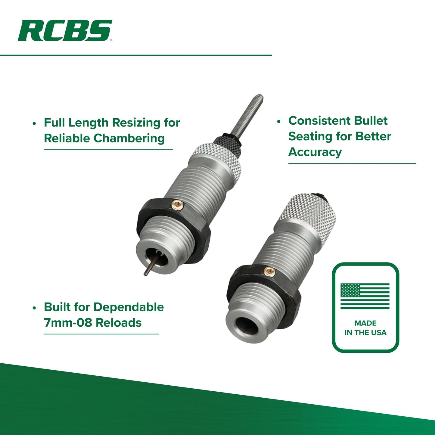 RCBS Full-Length Die Set 7mm-08 Rem, Precision Reloading Die Set for 7mm-08 Remington