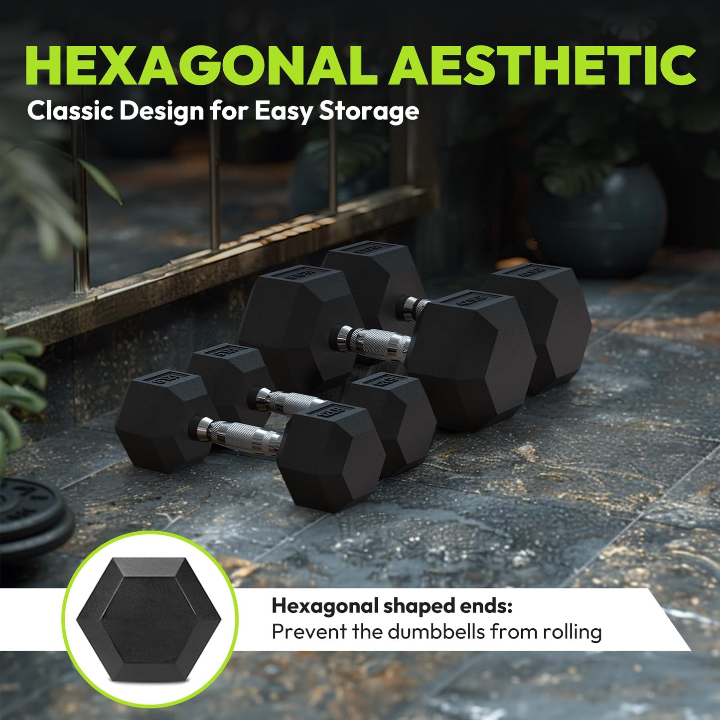 Hex Dumbbell Rubber Encased Strength Training Dumbbells, Hand Weight For Workout & Exercise/Pair of 5LB