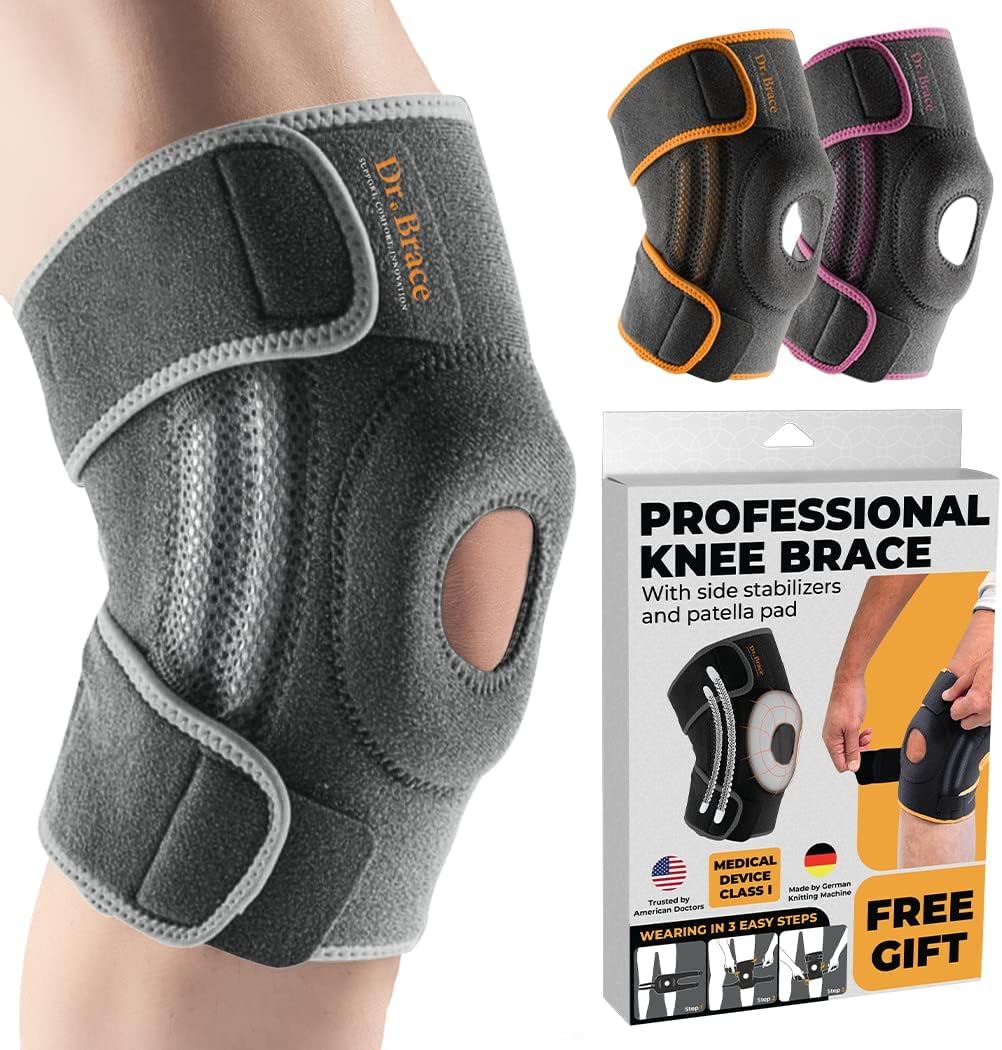 DR. BRACE ELITE Knee Brace with Side Stabilizers & Patella Gel Pads for Maximum Knee Pain Support and fast recovery for men and women-Please Check How To Size Video (Moon, XX-Large)