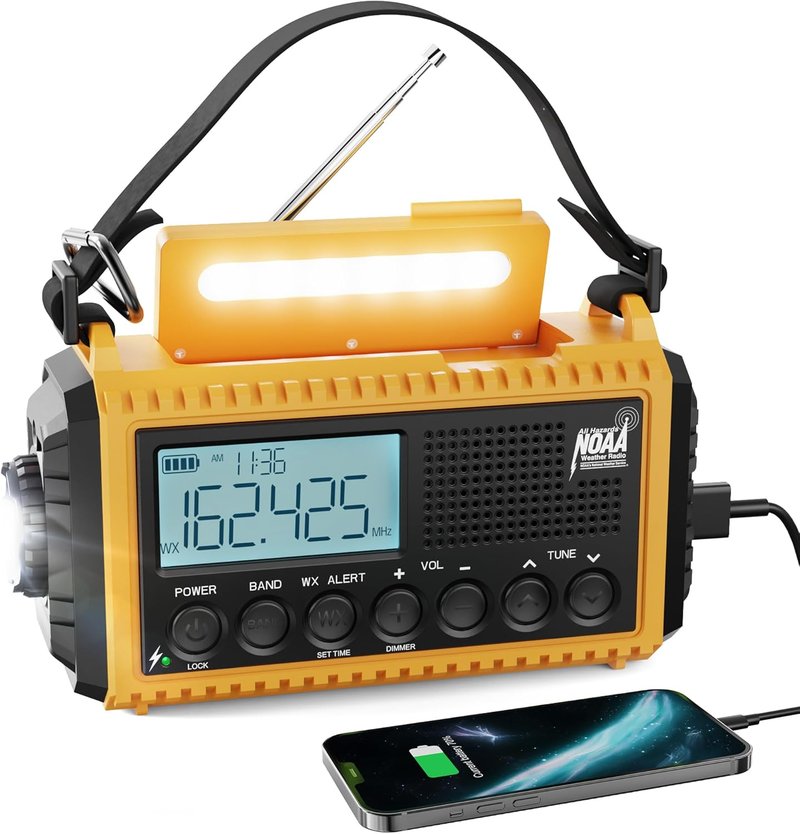 Raynic Emergency Radio - Solar Hand Crank Weather Radio with NOAA Alert, 5000mAh Battery, Flashlight & SOS Siren | AM/FM/SW