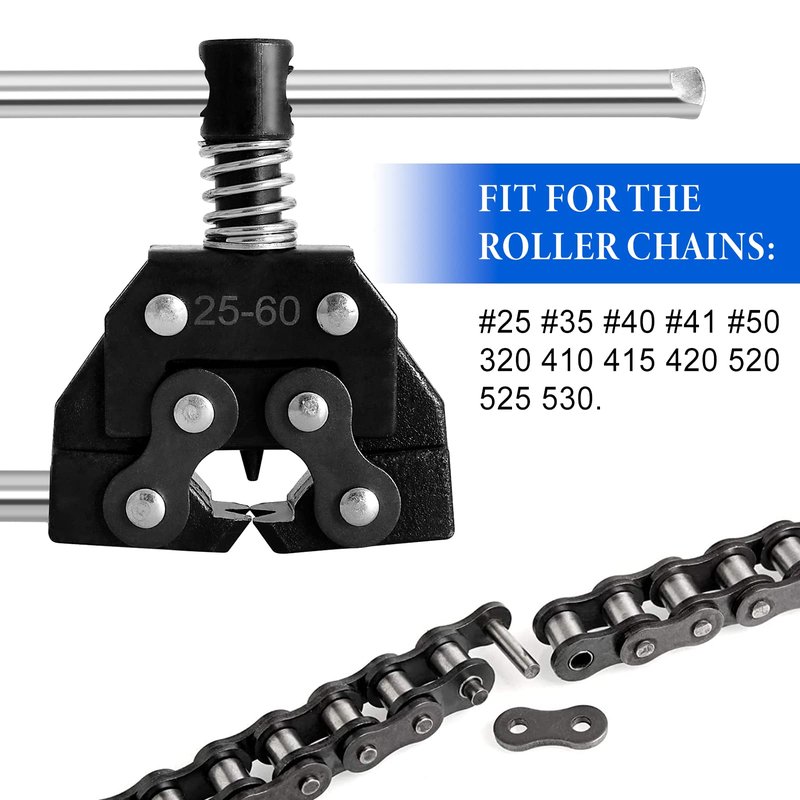 Belleone Chain Breaker for #25#35#40#41#50 320 410 415 420 520 525 530 Roller Chain, Chain Splitter Detacher Cutter for Motorcycle Bicycle Go Cart Mini Bike Dirt Bike Motor Bike Chain, with 1 Push Pin