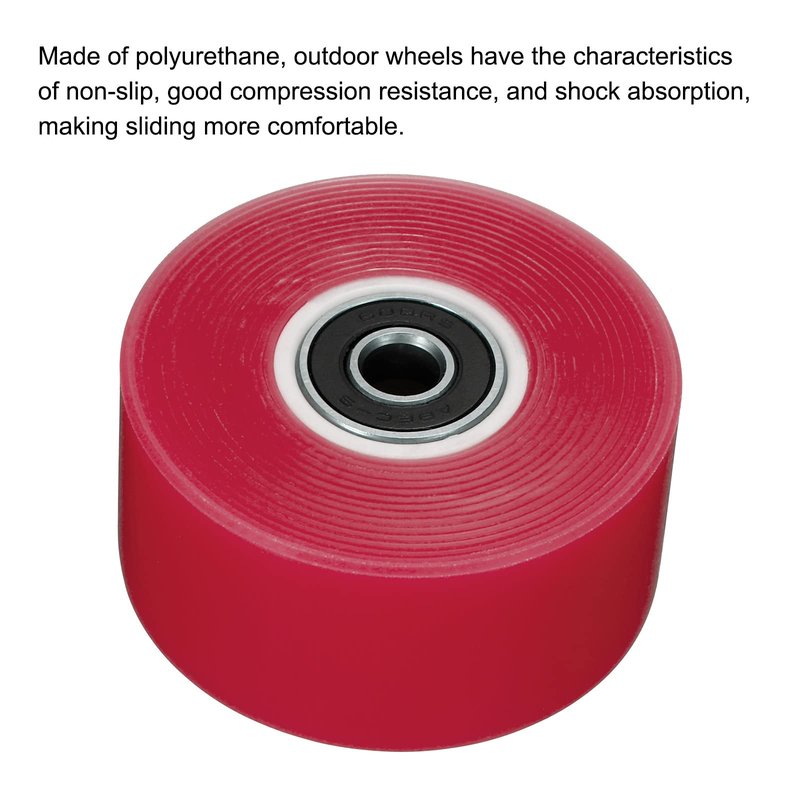PATIKIL 32 x 58mm Roller Skate Wheels with Bearings, 2 Pack 82A Quad Skate Replacement for Double Row Skate Skateboard Indoor or Outdoor, Red