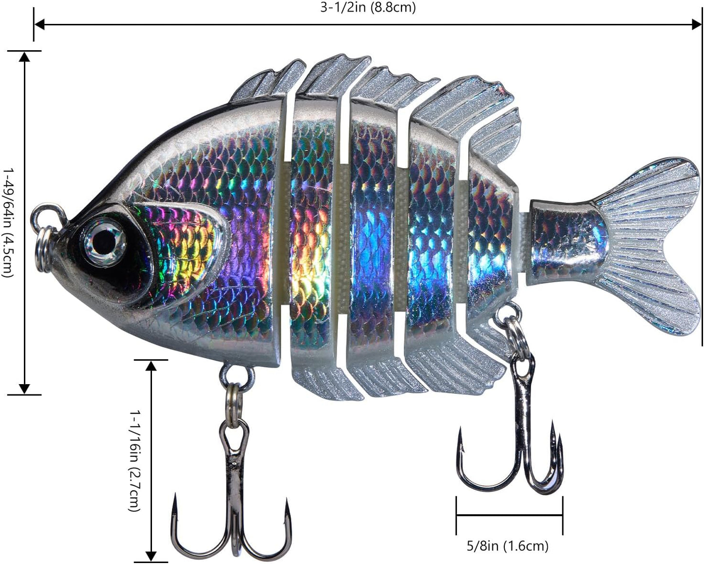 BASSDASH Multi-Jointed Bluegill Swimbaits - Hard Topwater Bass Fishing Lures | 3.5in/0.85oz