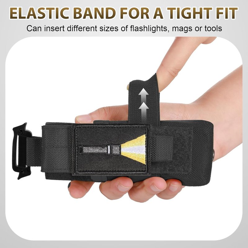 Tactical Flashlight Holster - Adjustable Molle Pouch for Duty Belt or Backpack | Includes USA Flag Patch