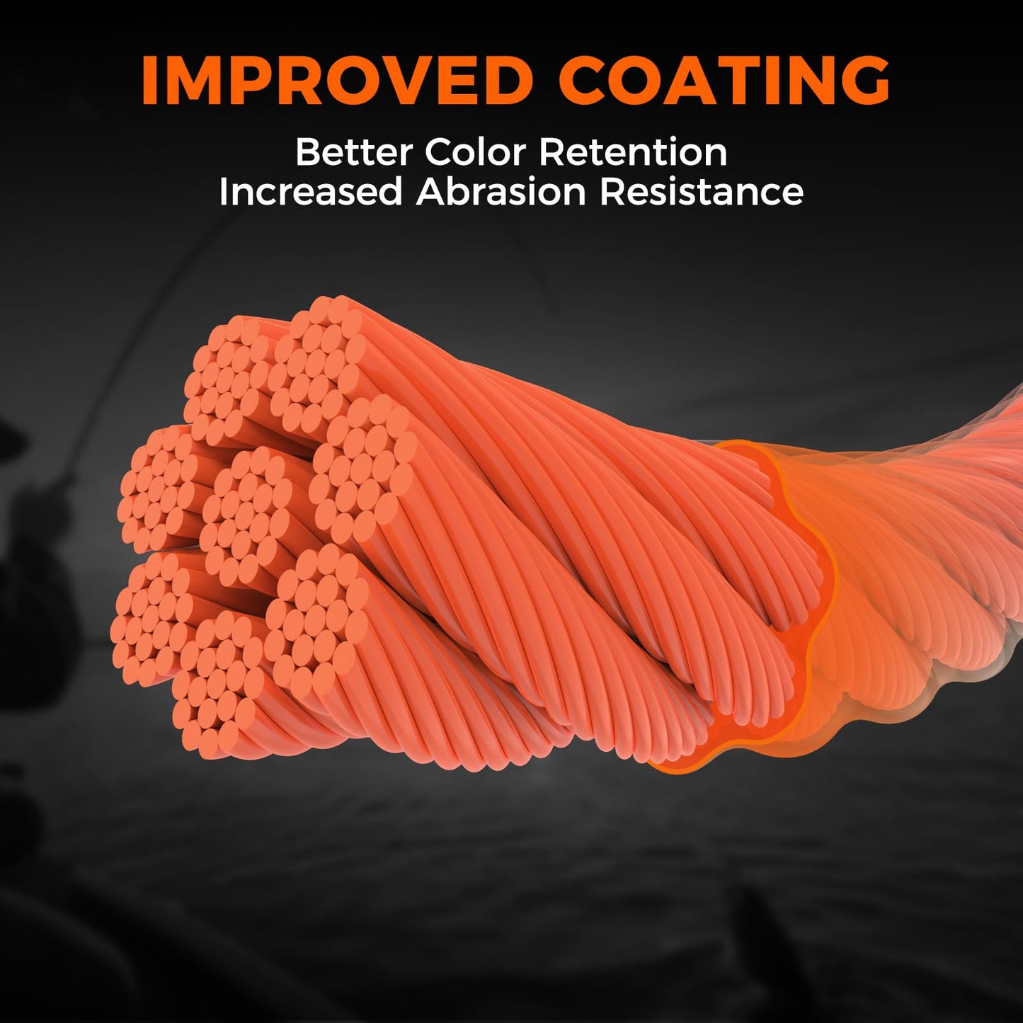 KastKing Destron Braided Fishing Line, Orange, 8 Stands, 15LB, 300Yds