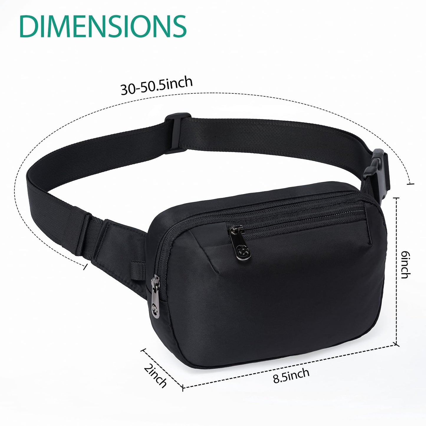 MAXTOP Fanny Packs for Women Men Water Resistant Crossbody Bags with 4-Zipper Pockets Adjustable Belt Bag for Travel Running Hiking Casual Walking Dog Dark Blue