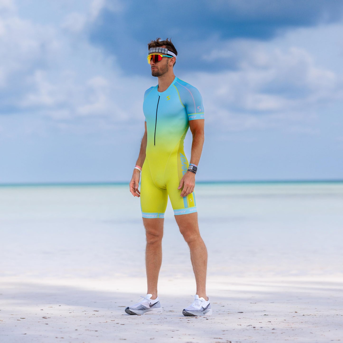Synergy Triathlon Tri Suit - Men's Elite Short Sleeve Trisuit Cycling Skinsuit (Teal/Jade, XX-Large)
