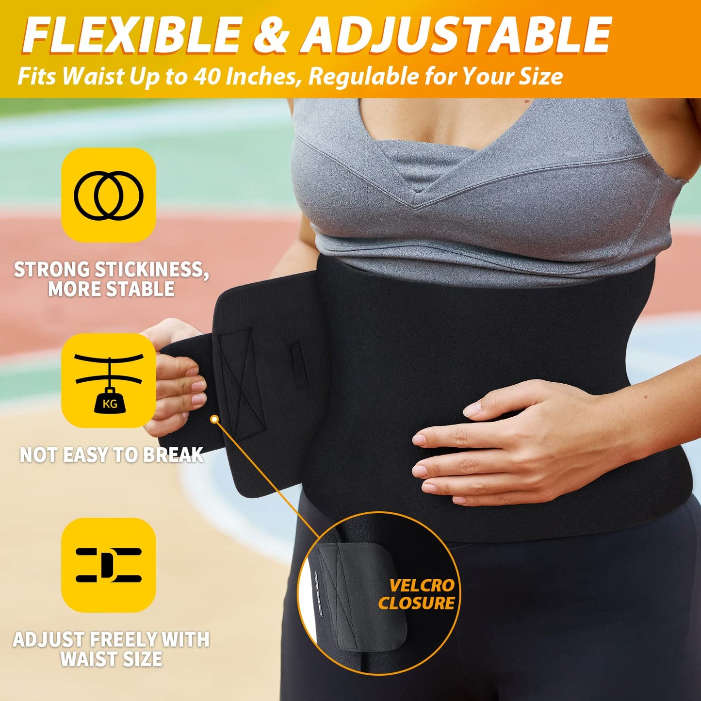 Ohuhu Waist Trimmer, Adjustable Neoprene Ab Trainer Belt for Men Black