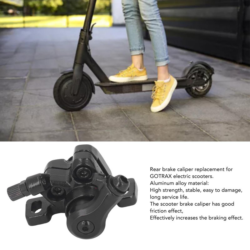 Fockety Electric Scooter Brake Caliper for, Aluminum Alloy Rear Disc Brake Caliper Pads for Electric Scooter Replacement Parts Electric Scooter Mechanical Disc Front Brake