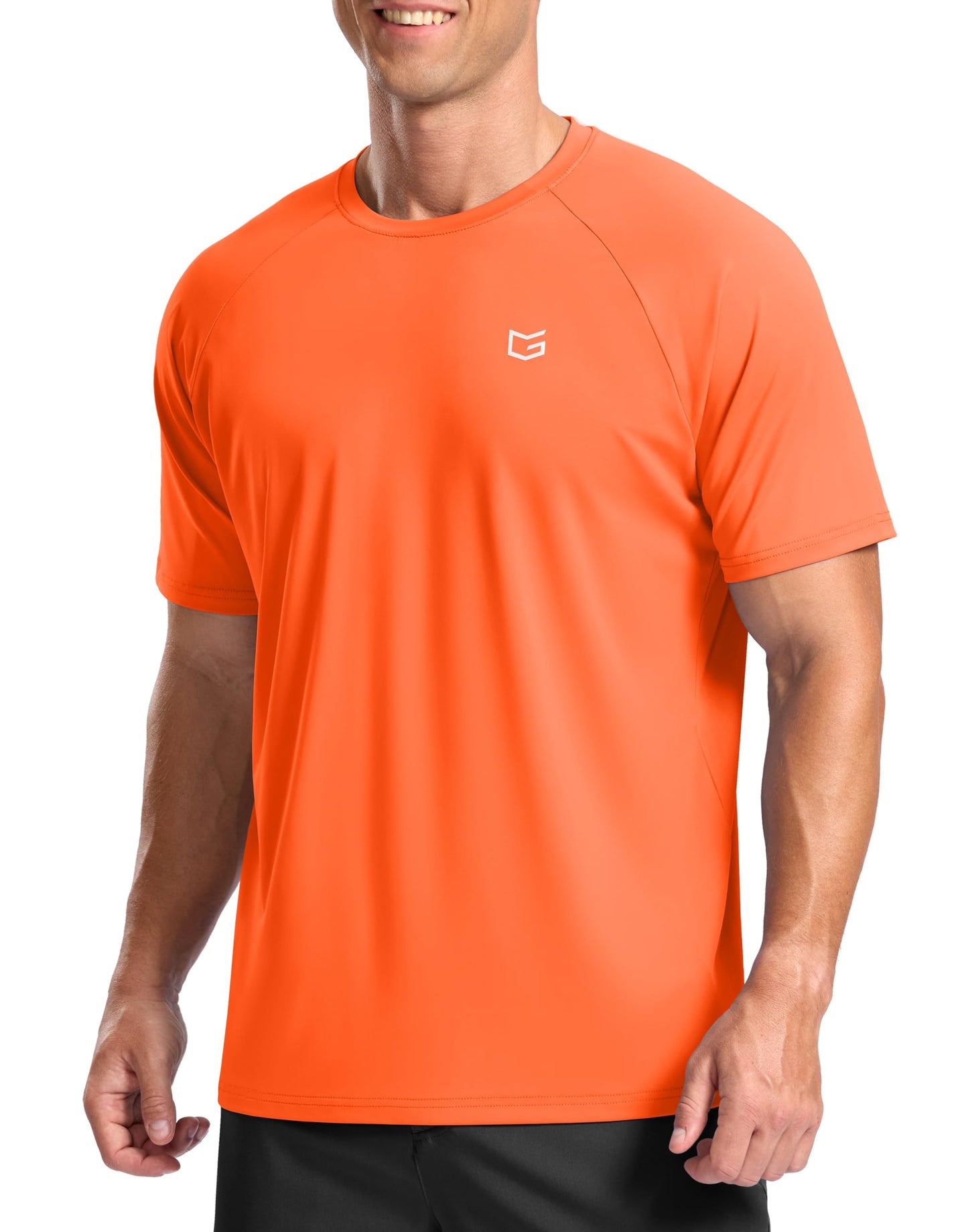 G Gradual Men's Athletic Workout T-Shirts Moisture Wicking Cooling Running Shirts Short Sleeve Performance Tee for Gym Tennis(Orange,XL)