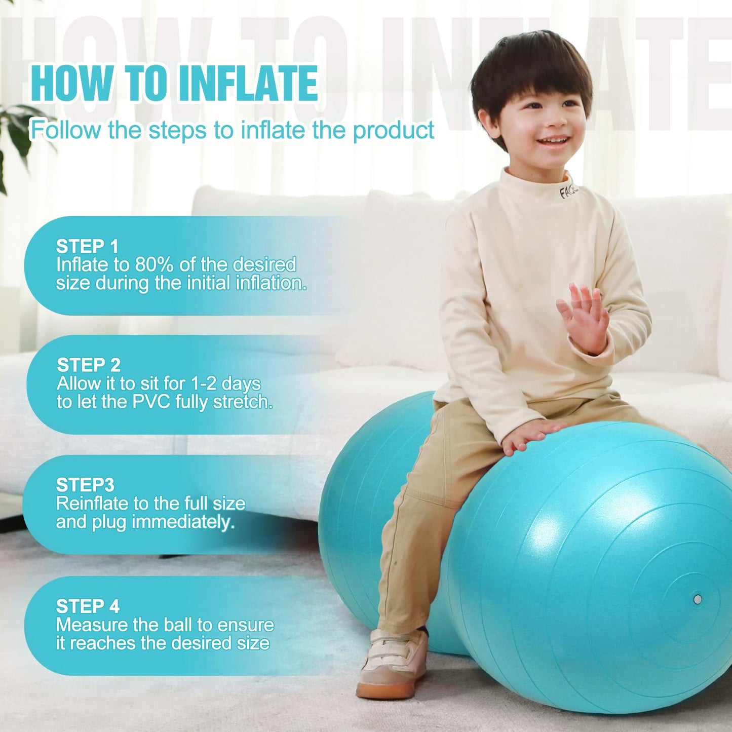 INPANY Peanut Exercise Ball for Labor, Physical Therapy & Fitness(Cyan)