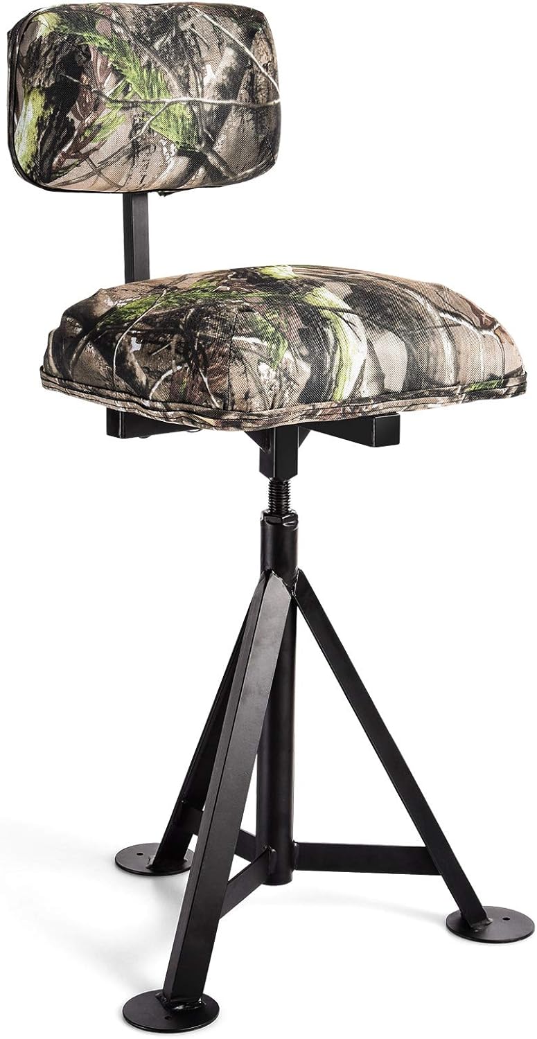 Swivel Hunting Chair - 360° Rotatable Camo Folding Seat | Adjustable Blind Stool with Backrest for Outdoor Activities