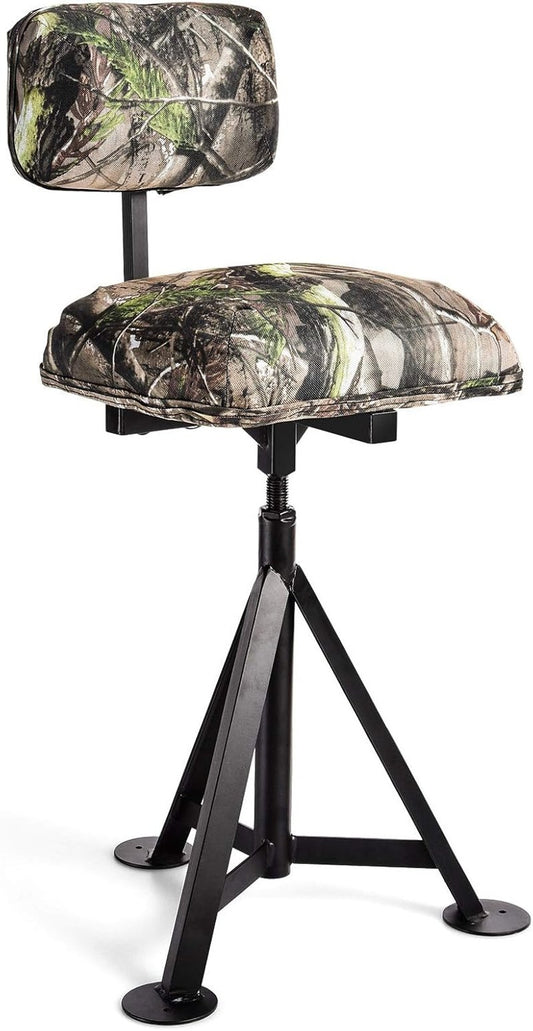 Swivel Hunting Chair - 360° Rotatable Camo Folding Seat | Adjustable Blind Stool with Backrest for Outdoor Activities