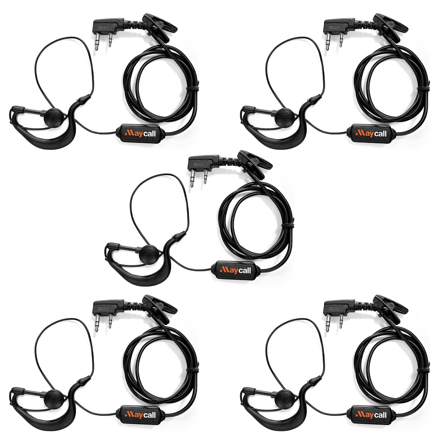 Maycall 5 Pack Walkie Talkie Earpiece with Mic Two Way Radio Earpiece 2 Pin Microphone Headset for Walkie Talkies Radio Compatible with ‎Retevis Baofeng Arcshell Kenwood Etc