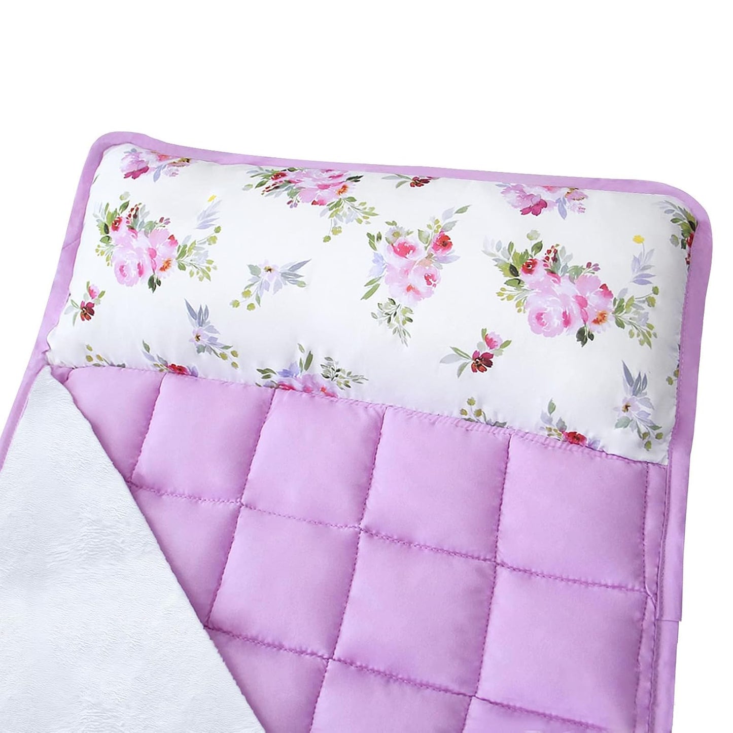 Toddler Nap Mat - Floral Sleeping Mat with Fleece Blanket | Lightweight for Preschool & Travel, Fits Standard Cot