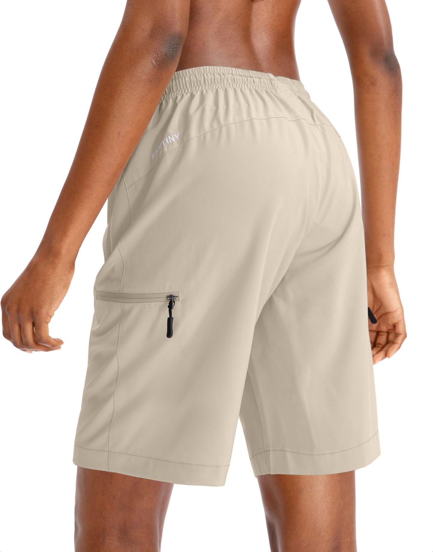 SANTINY Women's 5''/ 7''/9'' Hiking Cargo Shorts Quick Dry Lightweight Summer Shorts for Women Athletic Golf Zipper Pockets(Khaki_M)