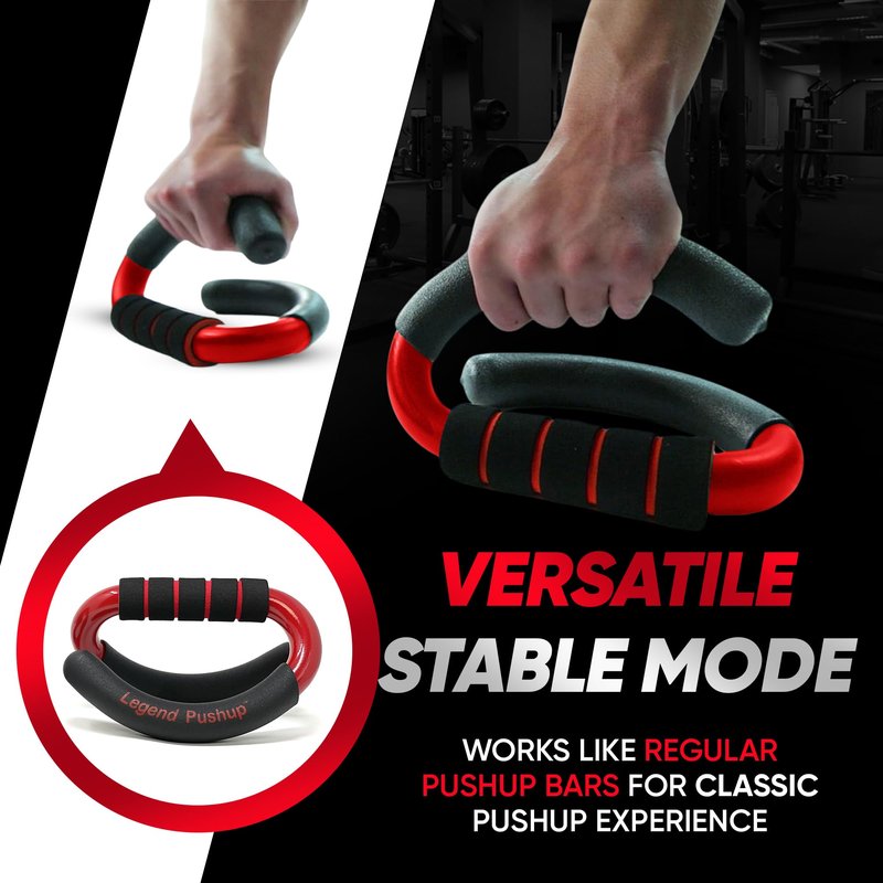 Legend Pushup – Advanced Push-Up Bars to Eliminate Wrist Pain, Generate More Muscle Growth, Deliver Faster Results, and Prevent Plateaus – Rocking Handle Design for Natural Movement and Effective Workouts