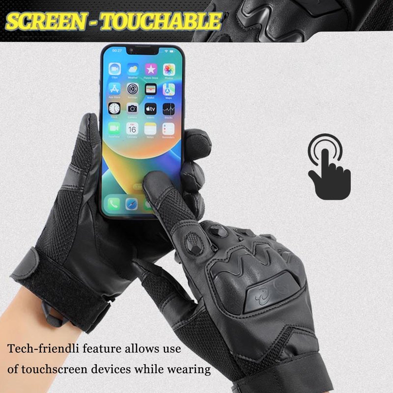 Nswern Tactical Gloves for Men Touchscreen Motorcycle Gloves with Hard Shell Leather Palm Padding for Outdoor Sports Motorcycle Cycling Tactical Airsoft Paintball Hunting Hiking Camping Climbing Black