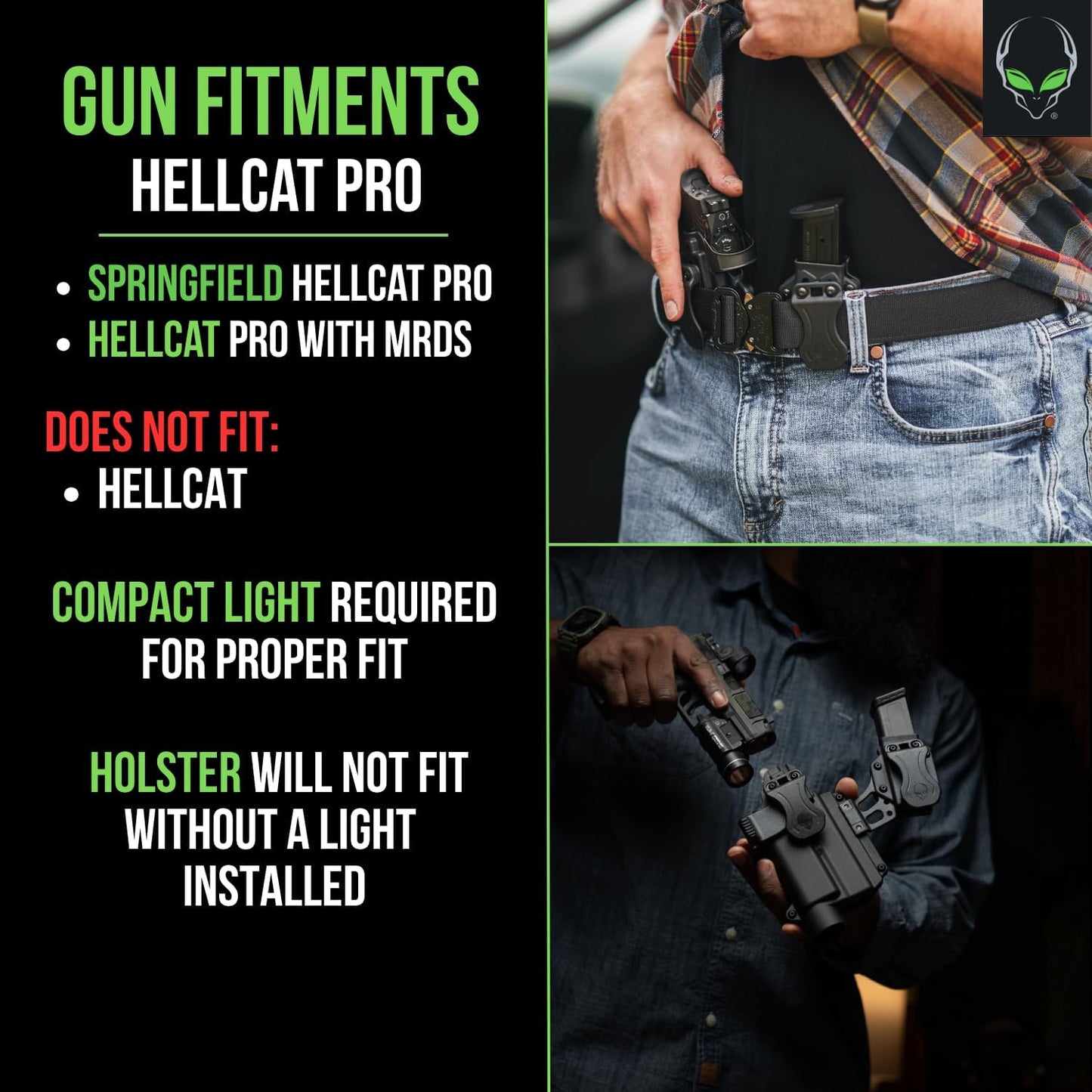 Alien Gear Photon Holster - IWB/OWB, Right/Left Hand, Optics Ready | Compact Light Options Available