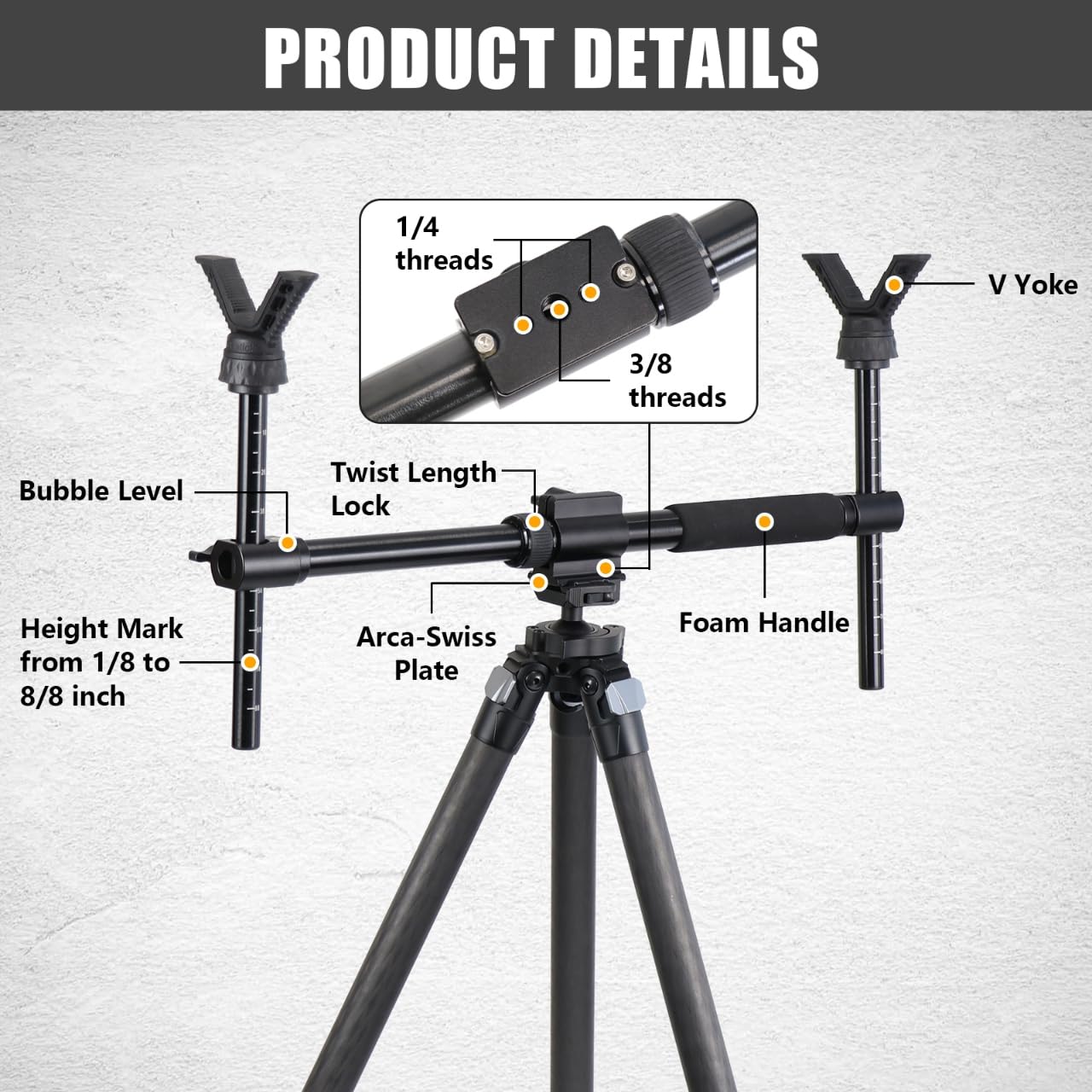 HUNTPAL Gun Rifle Shooting Rest, Aluminum Frame with Dual V Yoke Head
