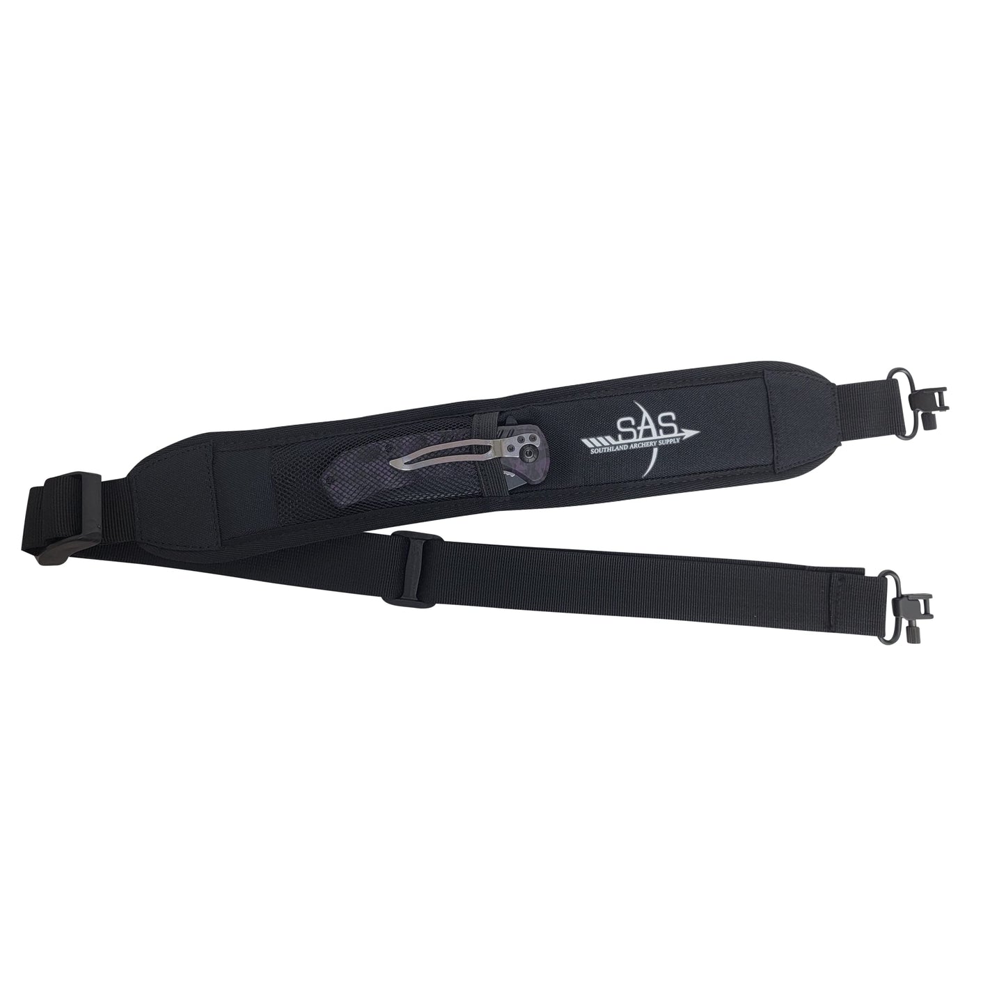 SAS Southland Archery Universal Black Padded Crossbow Sling (Black with Mesh Pocket)