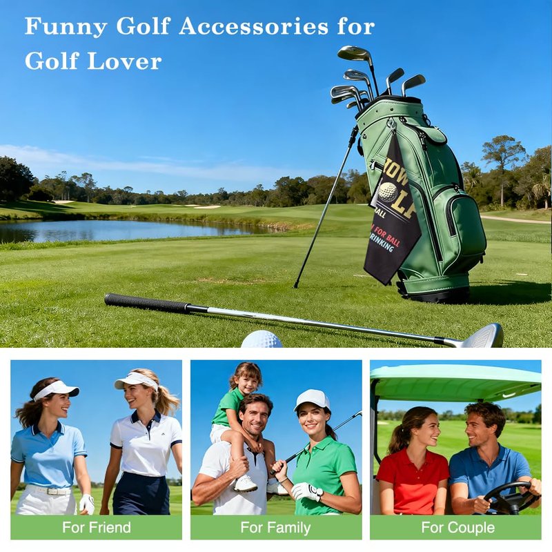 Juoqg How to Golf Towel, Funny Golf Bag Towel with Clip for Men, Golfing Accessories for Men Women, Christmas Birthday Retirement Gifts for Golfer Sports Fan, Golfing Gifts for Dad Mom Grandpa Friend