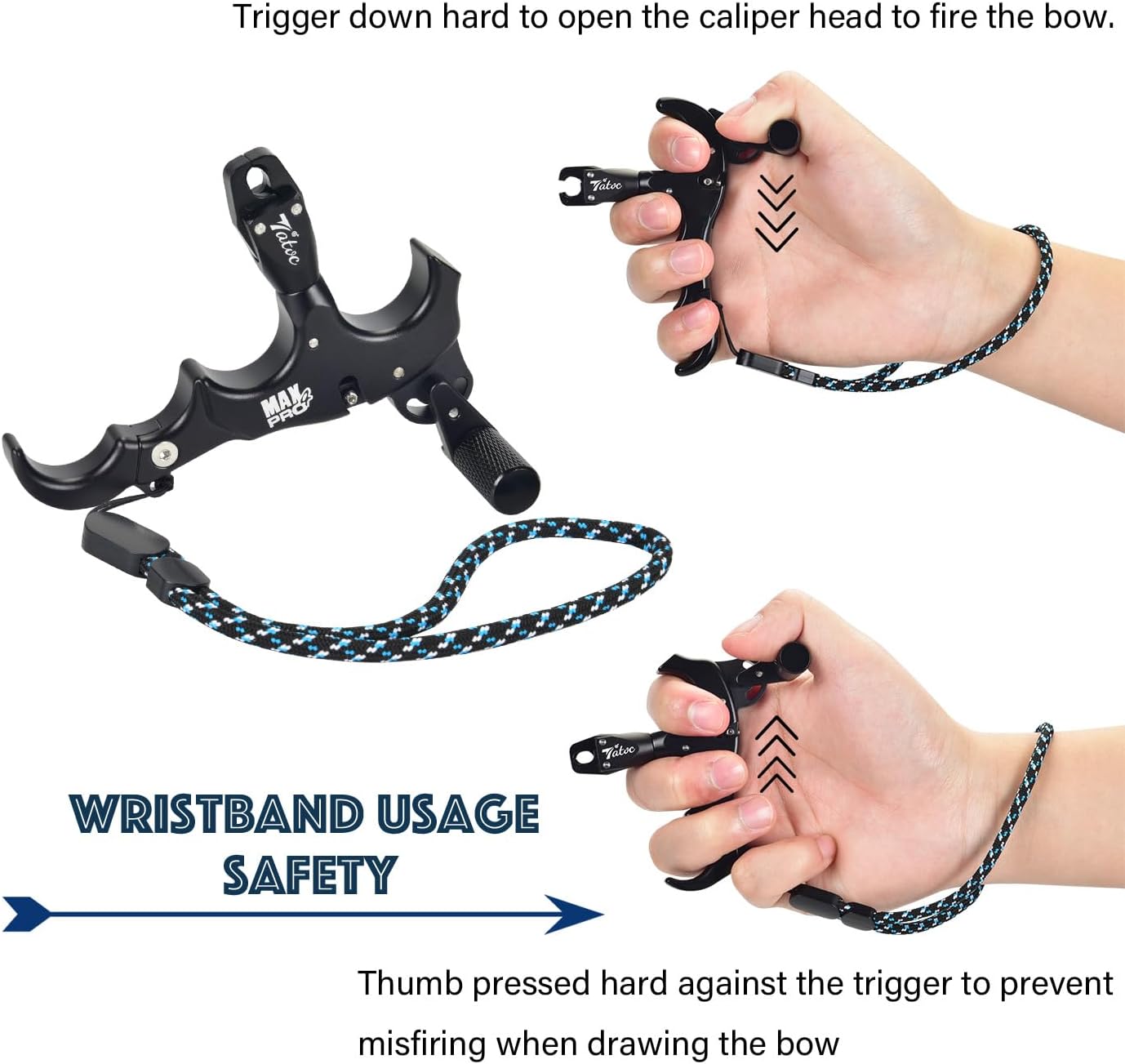 Thumb Release for Compound Bow - 360° Rotatable Archery Release with 3/4 Finger Grip