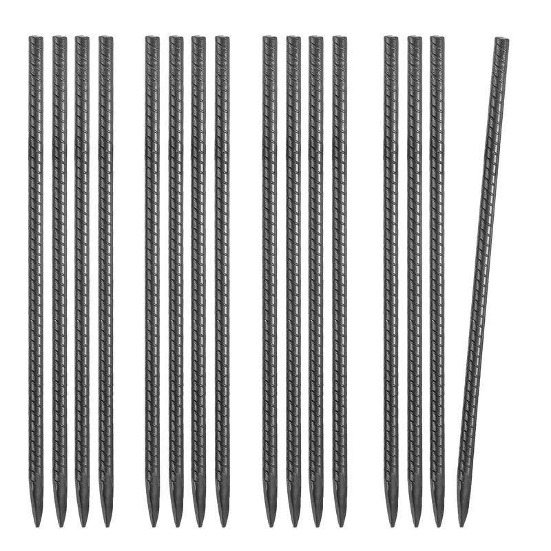 VEVOR Rebar Stakes, 24-Inch, Heavy-Duty 0.47 in Diameter, Straight Galvanized Steel Ground Anchors with Chisel Point End & Rust-Resistant Coating, for Gardening Support, Fence, Camping Tents (20-Pack)