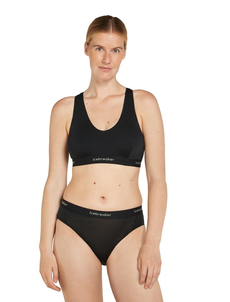 icebreaker Women’s Merino Blend 125 Cool-Lite Sprite Racerback Bra - Black - Medium