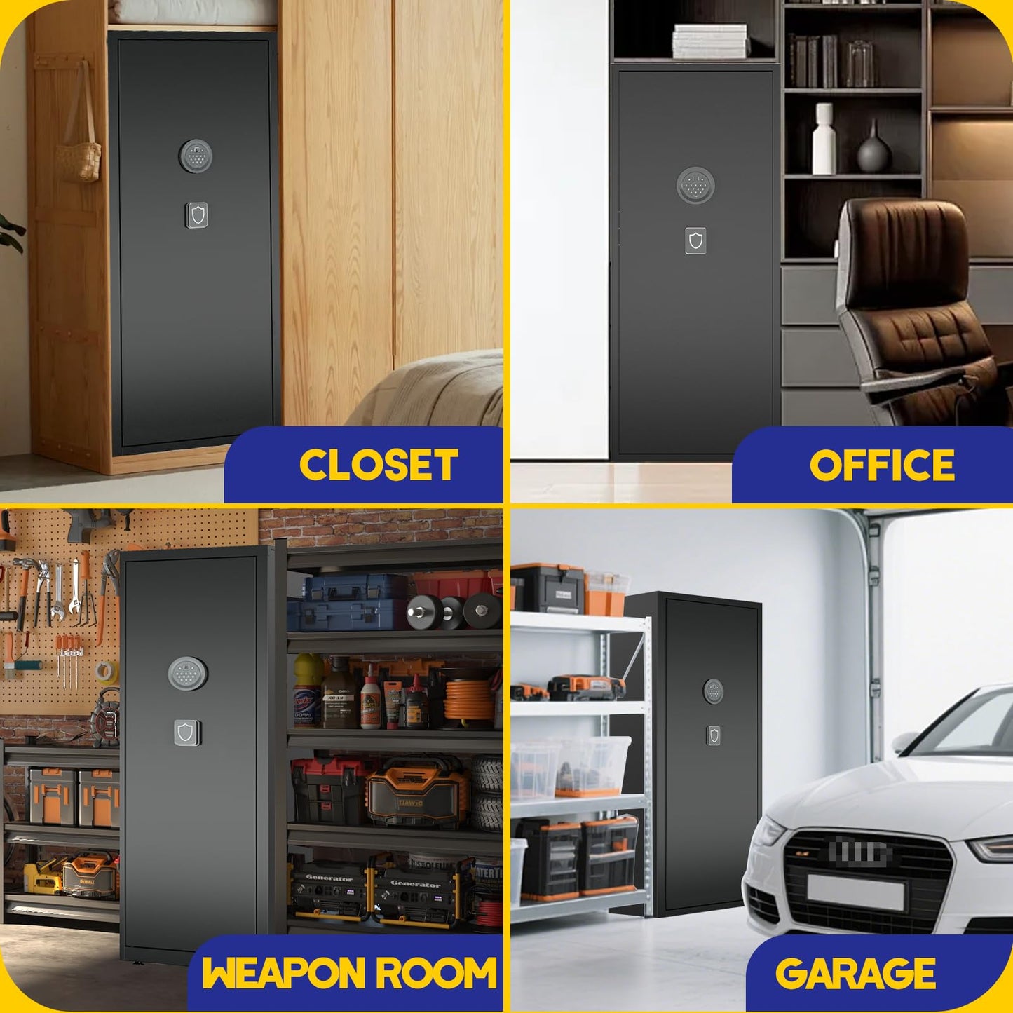 12-15 Gun Safe for Rifles and Pistols,Rifle Safe for Home,Gun Cabinets for Rifles and Shotguns with Digital Keypad and Alarm Mode,Easy Assembly Rifle Cabinet,Internal Lockable Box & Removable Shelves
