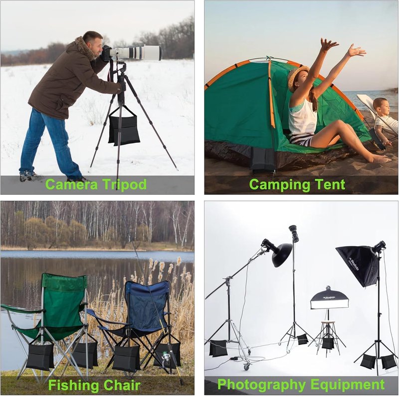 Photography Sand Weight Bags - Heavy Duty Saddlebags for Backdrop Stands & Tripods | 4-Pack