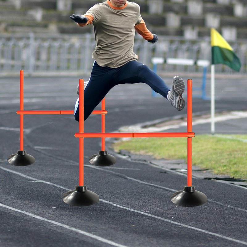 TNZMART 3.3 FT Agility Poles Adjustable Hurdles for Soccer Football Speed Training Equipment Track and Field (3 Groups, Orange)