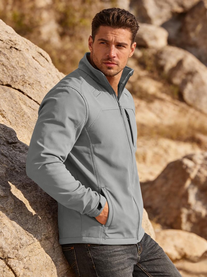 Yousify Men's Lightweight Softshell Jacket Fleece Lined Waterproof Windbreaker Tactical Jackets for Outdoor Hiking
