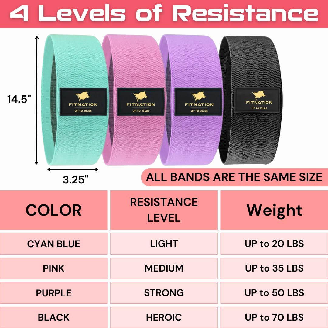 Hip Bands for Working Out - Exercise Bands, Workout Bands for Women, Stretch Bands for Exercise & Booty Bands - Home Gym Equipment, Durable & Adjustable - at Home Workout Equipment - Up to 70 LB