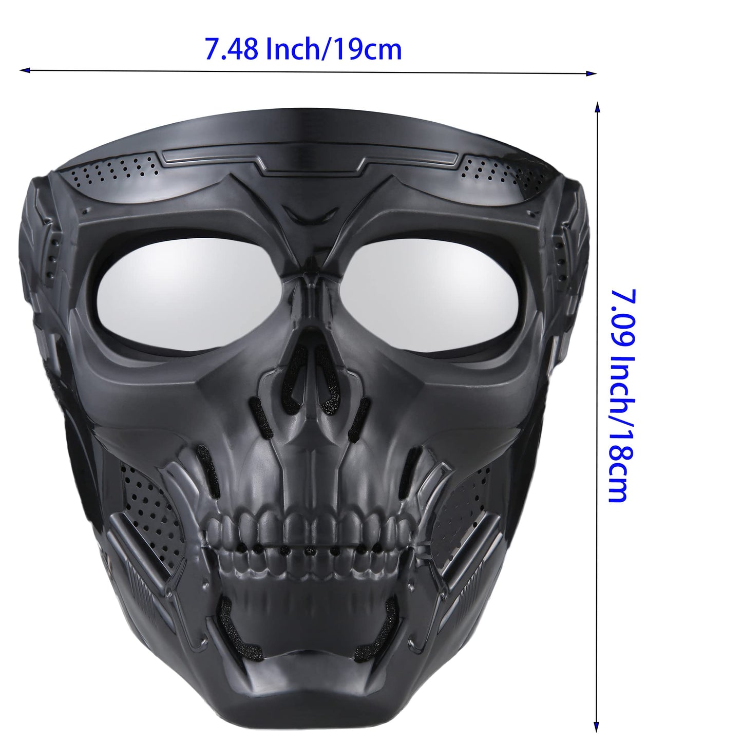 Airsoft Skull Mask Full Face Tactical Masks with PC Lens，Resistant Army Fans Supplies Tactical Mask for Halloween Paintball Game Movie Props Party and Other Outdoor Activities