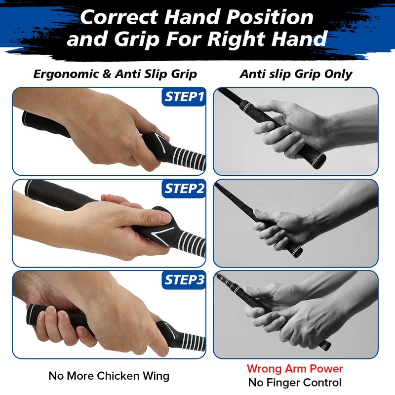 KALAUTO Telescopic Club, Retractable Golf Swing Training Aid with Golf Grip Trainer,Impact Swing Practice & Golf Swing Trainer for Warm-up/Indoor Practice/Strength&Tempo Training (Right-Handed Black)