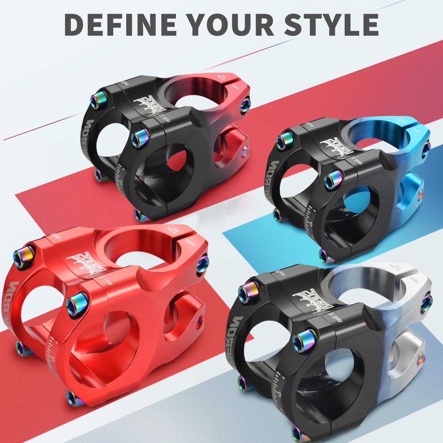 SOFRON 31.8 * 28.6mm Bike Stem, 35mm Short MTB Stem, Handlebar Riser for Mountain Bike, Ultra-Light CNC Aluminum Alloy, Red-Black