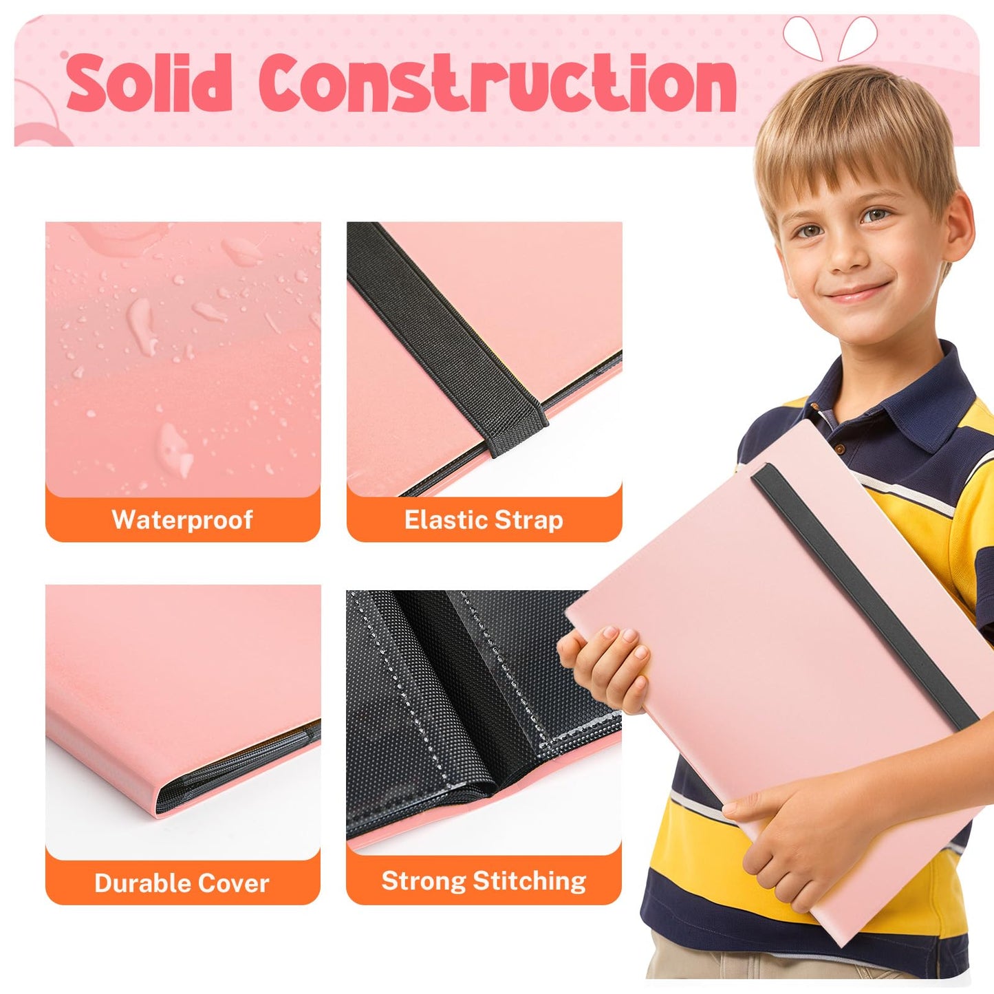 Card Binder, 9 Pocket Trading Card Album Folder, 20 Pages, 360 Card Capacity Sports Card Binder, Premium Card Binders Compatible with MTG, TCG, Baseball Cards (Pink)