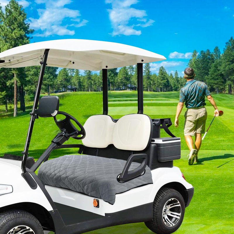 YOKYHOM Golf Cart Seat Covers, Thickened Short Plush Seat Towel Blanket with Non-Slip Backing, Soft & Heavy Duty, Fits Most 2 & 4 Passenger EZGO Yamaha Club Car, 51"x30.5", Light Gray