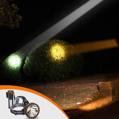 Super Bright LED Coon Hunting Headlamp - High Lumen Rechargeable Waterproof Headlight, Long-Range Beam Searchlight for Hunting, Fishing, Outdoor, Camping, Durable Adjustable Head Torch, Hands-Free