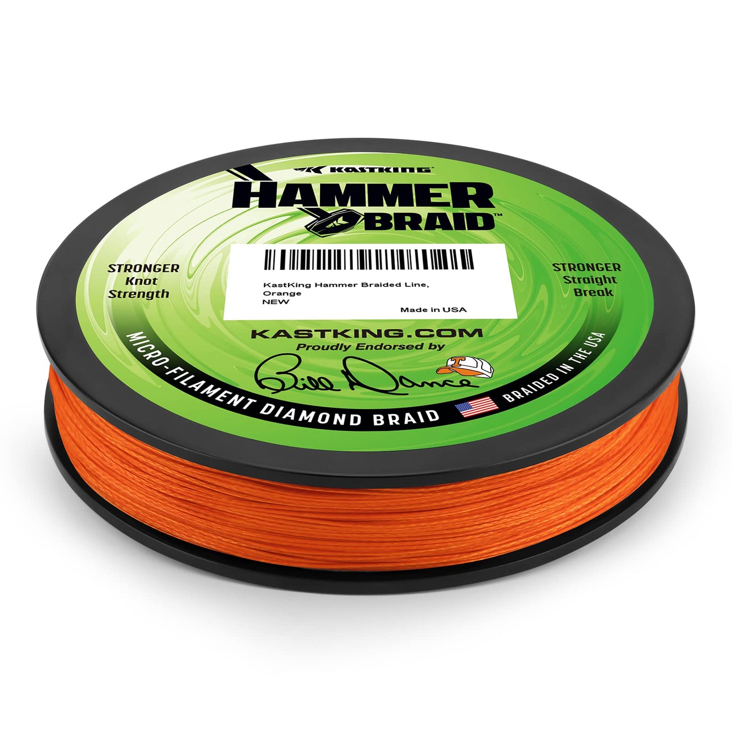 KastKing Hammer Braid Fishing Line, Orange, 4 Strand, 20LB, 300Yds