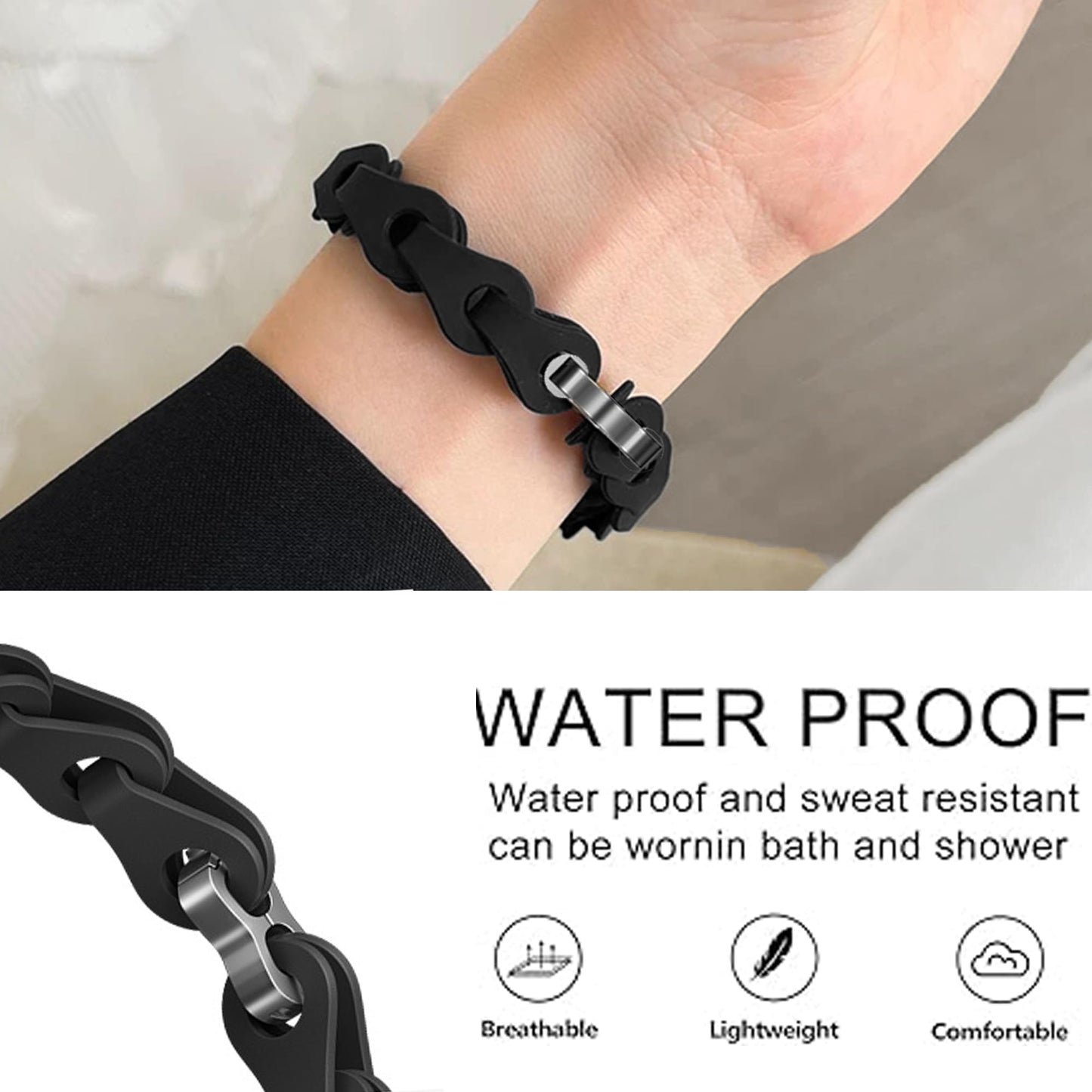 Lamshaw Compatible with EmeTerm Explore Bands, Quick Release Elastic Silicone Hollowed Out Replacement Straps Compatible with EmeTerm Explore (Black)