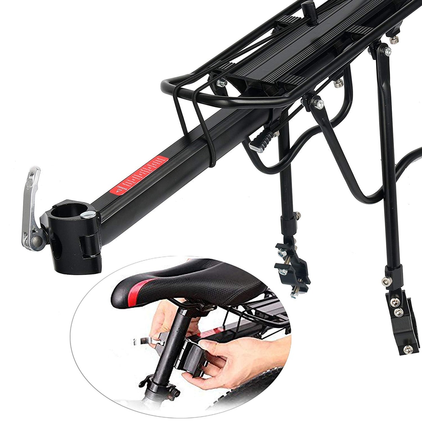 Amarine Made Bike Rear Rack 110 Lbs Capacity Aluminum Alloy or Iron Bicycle Rear Rack Adjustable Pannier Bike Luggage Cargo Rack Quick Release Bicycle Carrier Racks (Al Half Quick Release)
