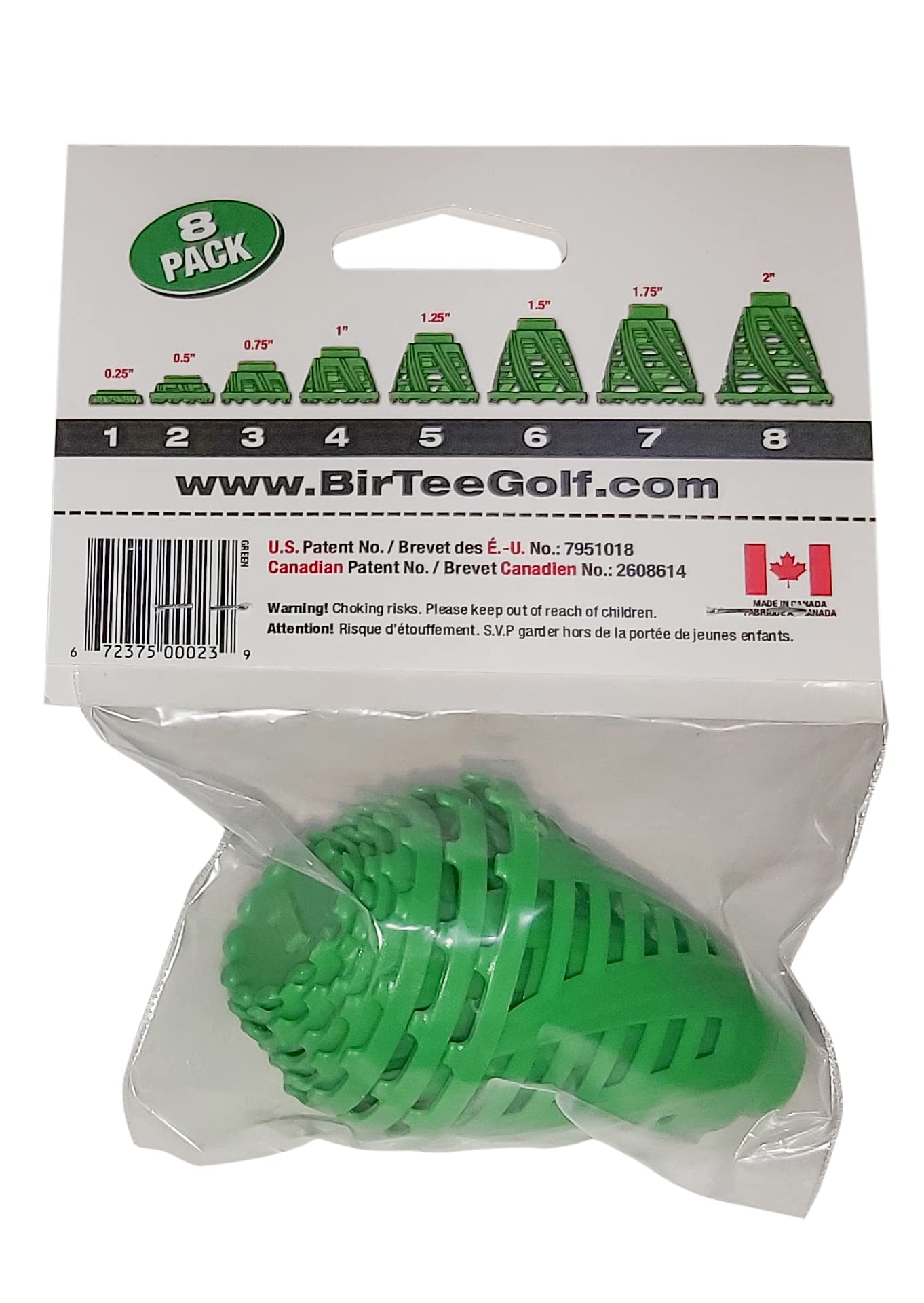 BirTee Golf Tees - PRO Speed Version with Enhanced Durability - 8 Pack. Indoor Golf Tees/Golf Simulator Tees/Winter Golf Tees. (Green)